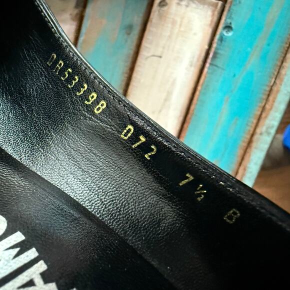 Salvatore Ferragamo black suede pumps heels patent bow detail women's 7.5 B - Picture 2 of 10